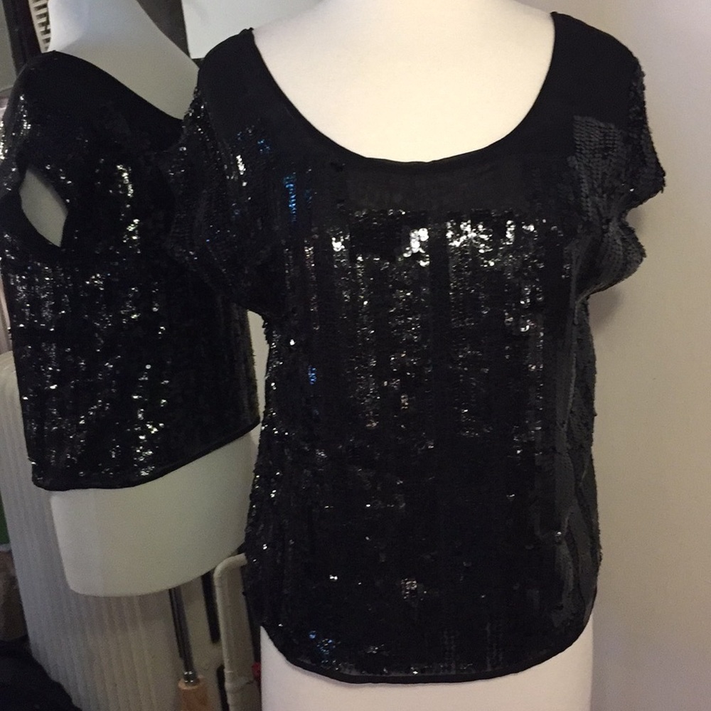 Sequin and mesh Tee